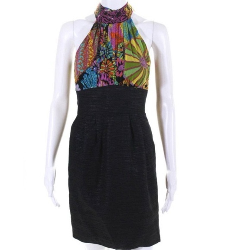 Trina Turk Vibrant Halter Dress with Black Skirt